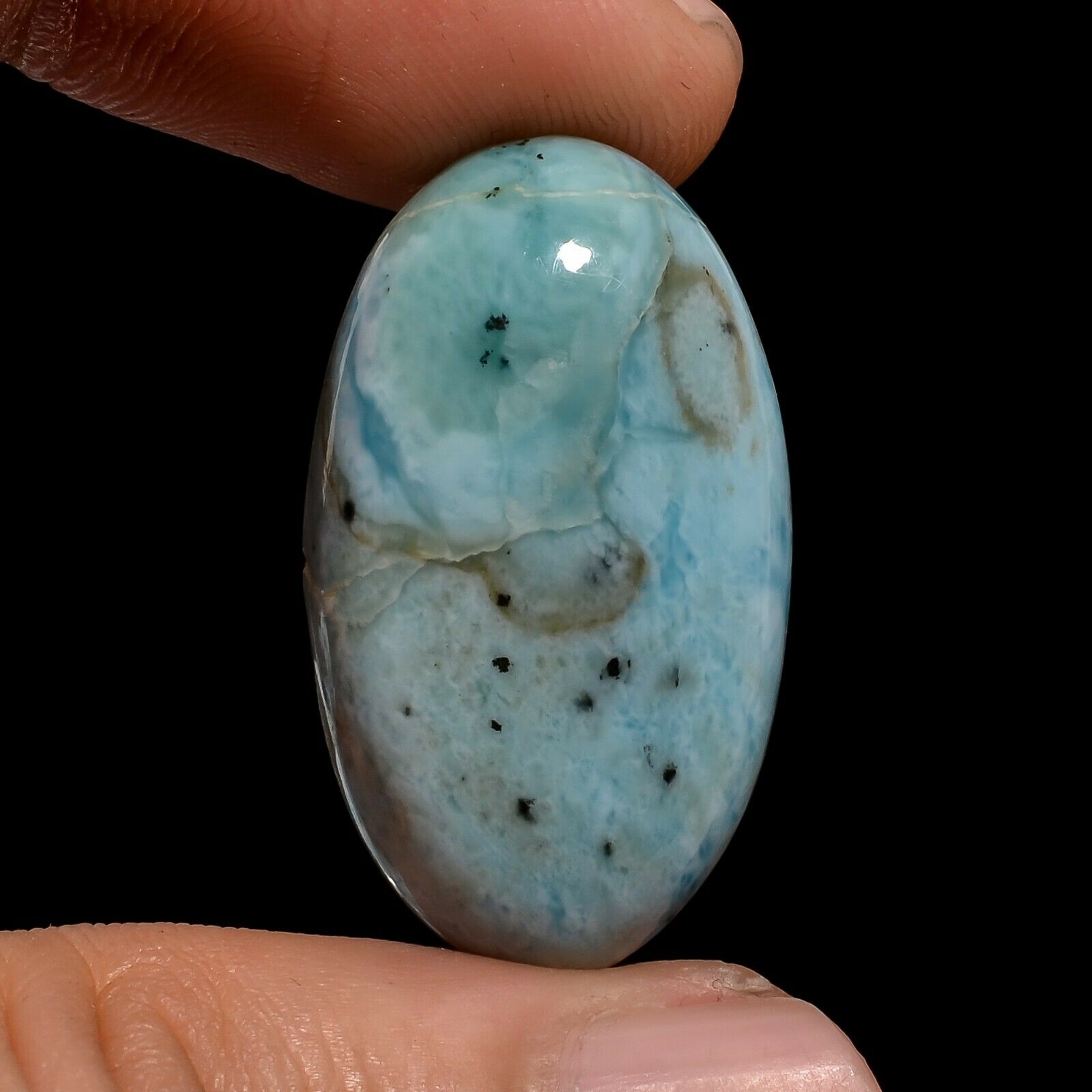 100% Natural Larimar Oval Cabochon Loose Gemstone For Jewelry 32 Ct. Gc-6539