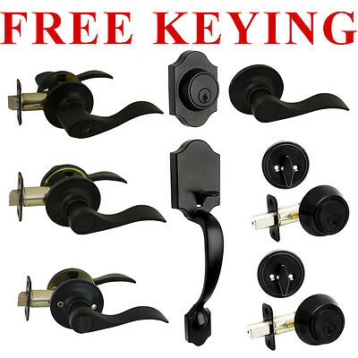 Designers Impressions Kingston Design Matte Black Door Lever Knob Hardware